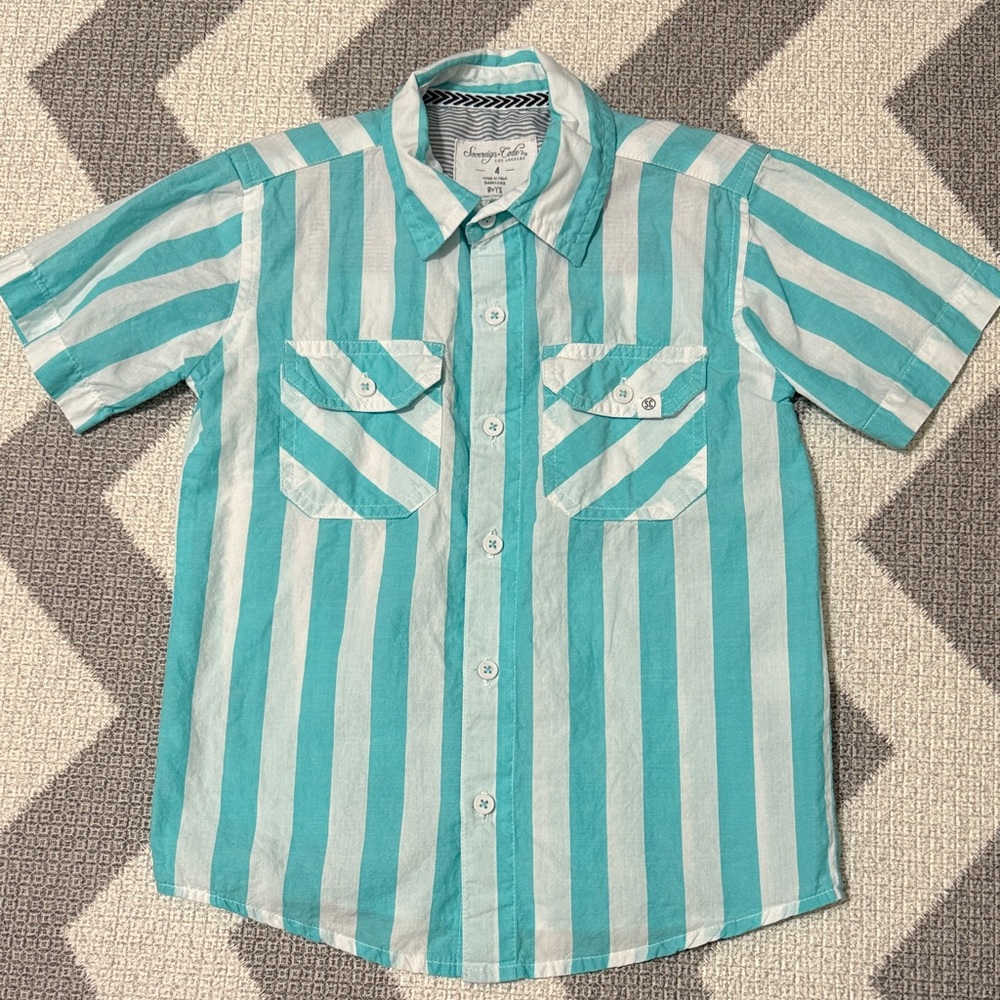 Sovereign Code Teal and White Striped Shirt